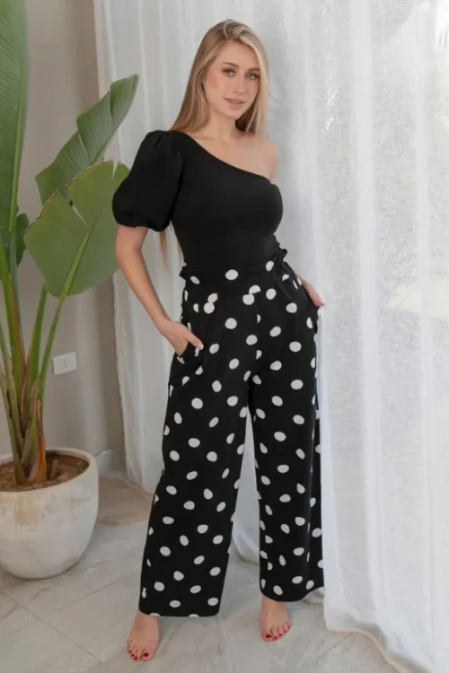 Polka Dot One-Shoulder Set