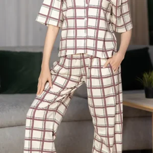 Plaid Button-Up Pajama Set