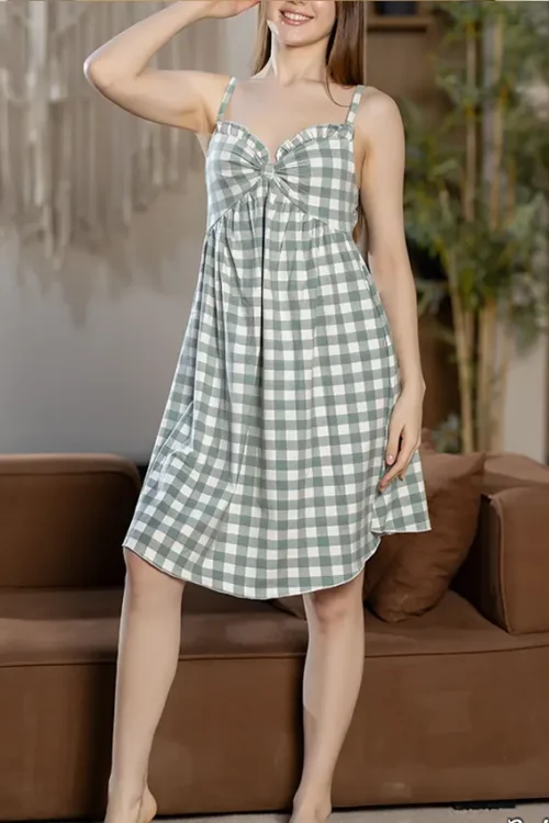 Sleeveless Gingham Dress for Effortless Style