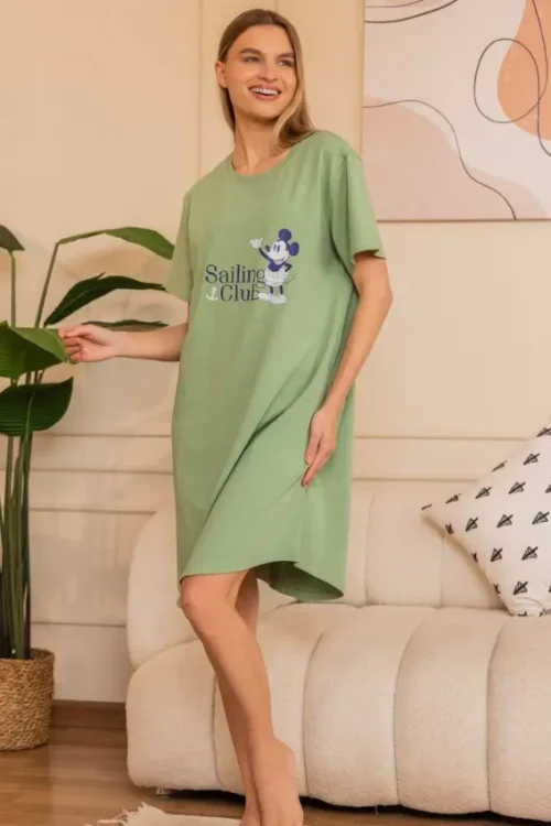 Green Cartoon Graphic T-Shirt Dress