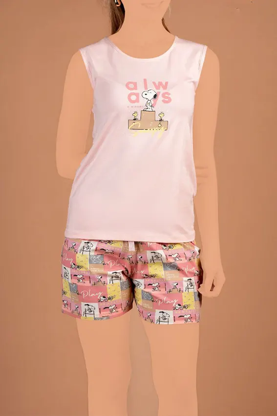 Cartoon Print Top and Shorts Set
