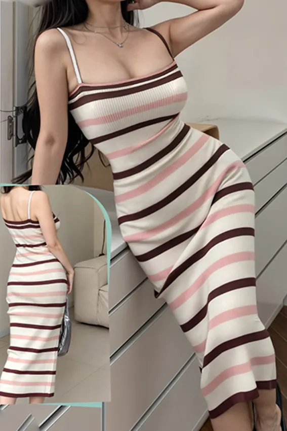 Striped Sleeveless Bodycon Dress