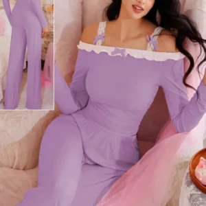 Elegant Pink Long Sleeve Lounge Set