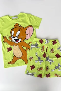 Cartoon Print Short Sleeve Pajama Set