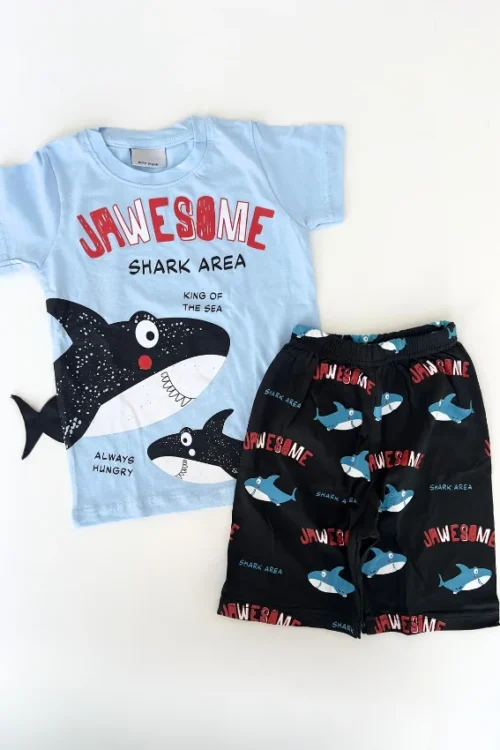 Jawesome Shark Print Short Set