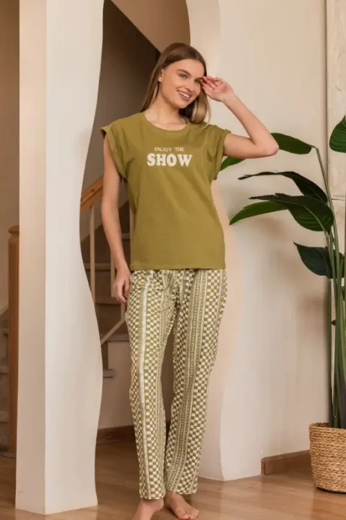 Graphic Tee with Printed Pants Set