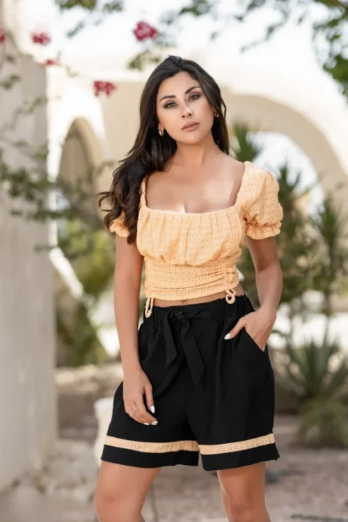 Stylish Cropped Puff Sleeve Set - Image 6