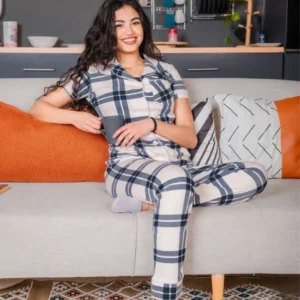 Stylish Plaid Short Sleeve Pajama Set