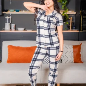 Stylish Plaid Short Sleeve Pajama Set