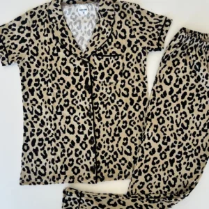 Leopard Print Short Sleeve Pajama Set