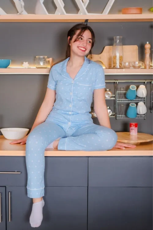 Blue Polka Dot Pajama Set