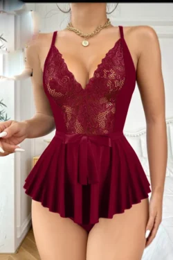 Black Lace Sleeveless Bodysuit