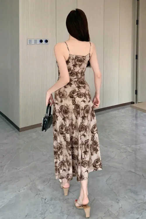 Elegant Floral Sleeveless Maxi Dress - Image 3