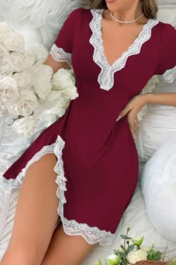 Elegant Lace Trim Nightdress
