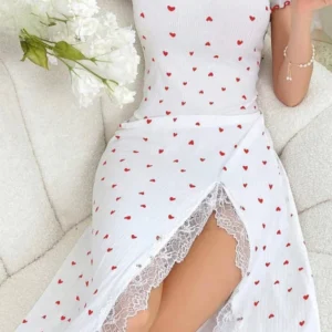 Heart Pattern Short Sleeve Dress