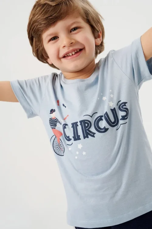 Fun Graphic Tee with Navy Shorts - Image 3