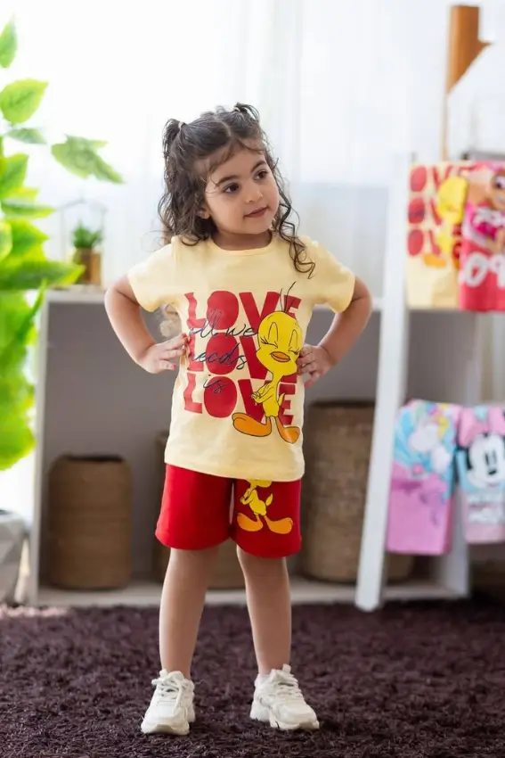 Cute Cartoon Print Kids T-Shirt Set