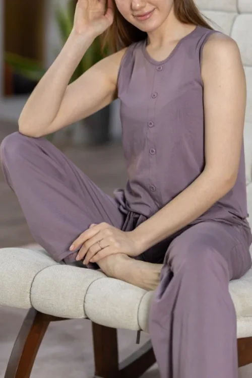 Sleeveless Button-Up Pajama Set - Image 2