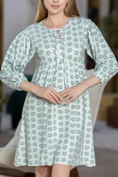 Floral Print Long Sleeve Nightdress