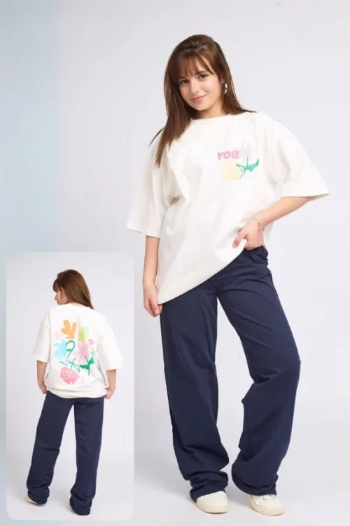 Floral Patterned Half Sleeve Tee