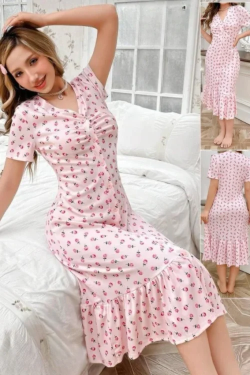 Floral Button Midi Dress