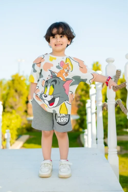 Colorful Cartoon T-Shirt and Shorts Set - Image 3