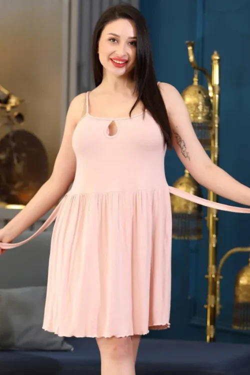 Sleeveless Pink Homewear Dress - Image 2