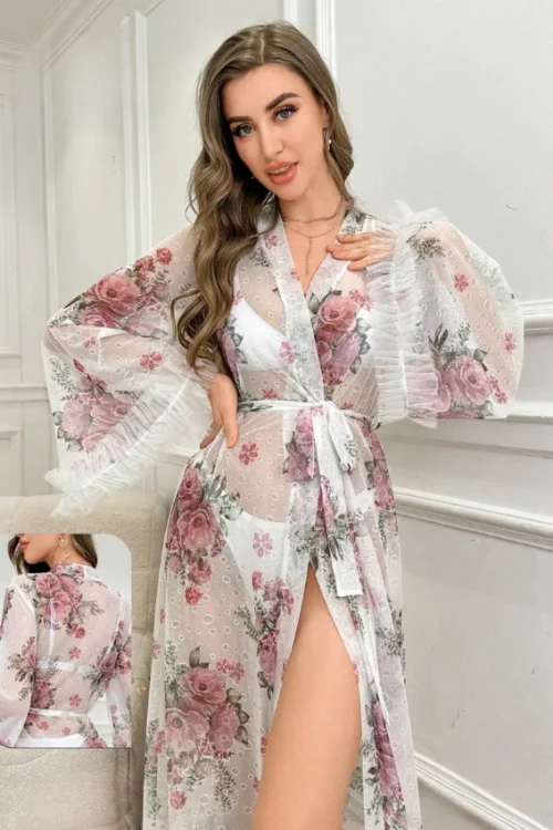 Elegant Floral Kimono Robe - Image 2
