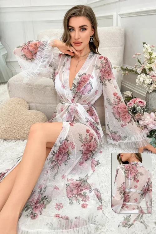 Elegant Floral Kimono Robe