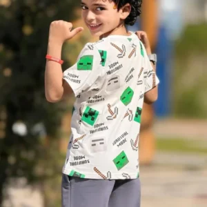 Kids Minecraft Pattern Shirt and Shorts