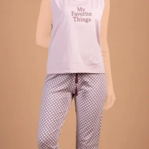 Sleeveless Printed Capri Set