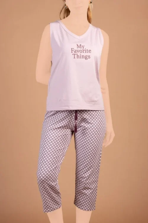 Sleeveless Printed Capri Set