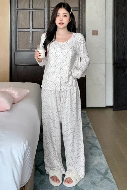 Stylish Polka Dot Pajama Set - Image 3