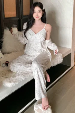 Stylish Polka Dot Pajama Set