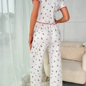 Cherry Print Short Sleeve Pajama Set