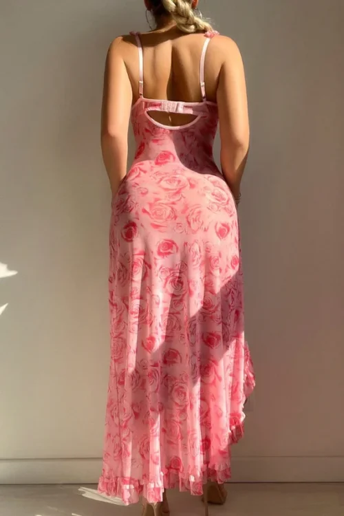 Floral Sleeveless Sheer Nightgown - Image 3