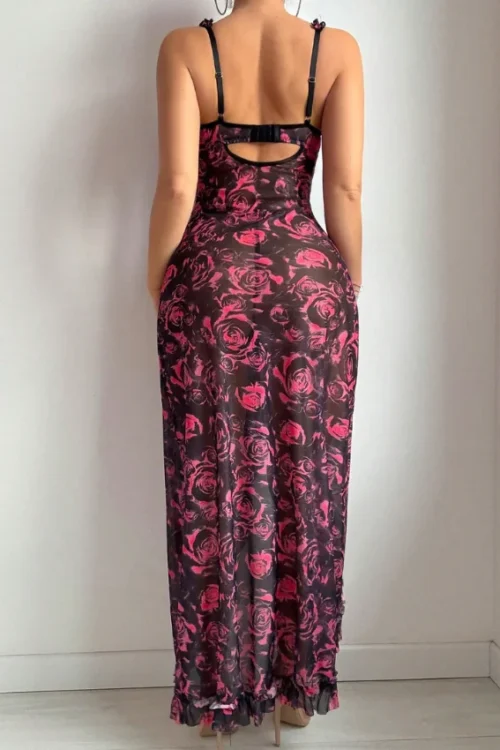 Floral Sleeveless Sheer Nightgown - Image 6