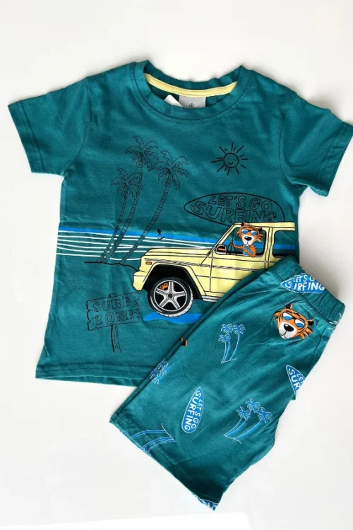 Surf Pattern Tee and Shorts Set