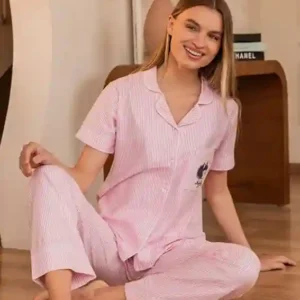 Striped Short Sleeve Pajama Set