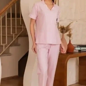 Striped Short Sleeve Pajama Set