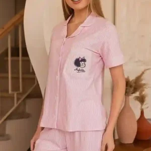 Striped Short Sleeve Pajama Set