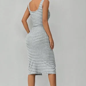 Striped Sleeveless Button-Up Dress