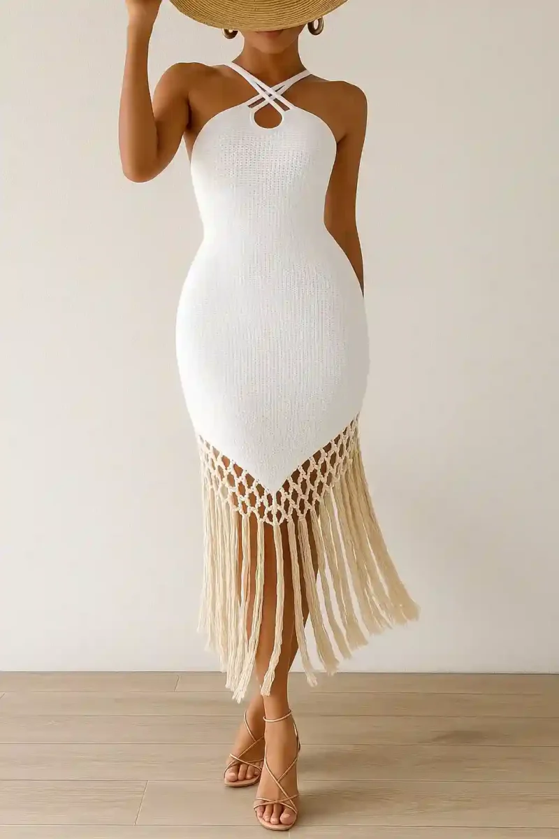 Elegant Crochet Sleeveless Dress