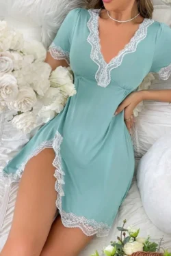 Elegant Lace Trim Nightdress