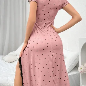 Heart Pattern Short Sleeve Dress
