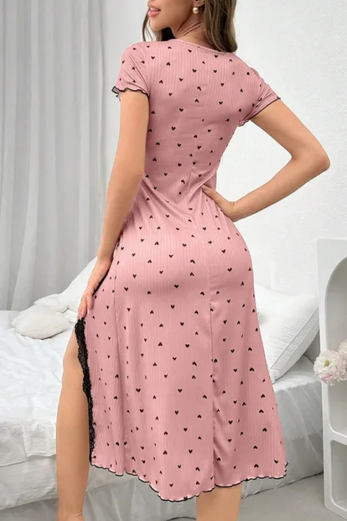 Heart Pattern Short Sleeve Dress - Image 10