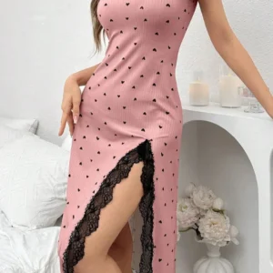 Heart Pattern Short Sleeve Dress