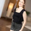 Black Tank Top with Patterned Shorts - Image 3