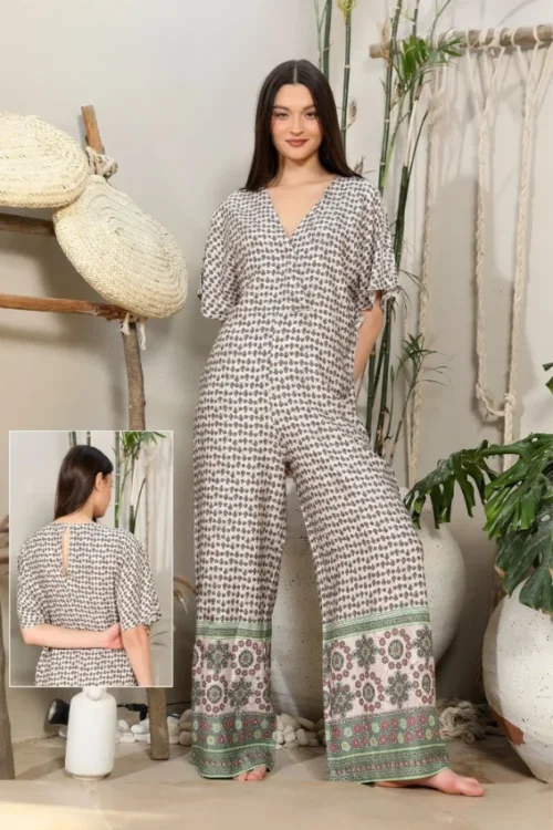 Floral Print Jumpsuit with Short Sleeves