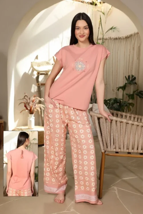 Floral Pattern Cap Sleeve Pajama Set